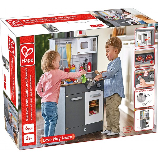 Παιδική Ξύλινη Κουζίνα Hape Με Φως & Ήχους - E3166A